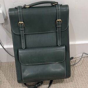 Green Leather Backpack